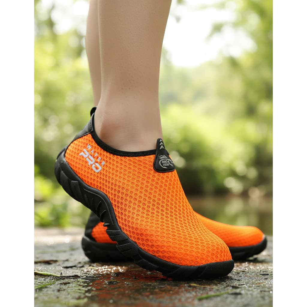 Sapatilha Pesca Bad Fish Laranja Neon Esporte Aquático Antiderrapante Tênis Trilha Secagem Rápida Masculino Feminino