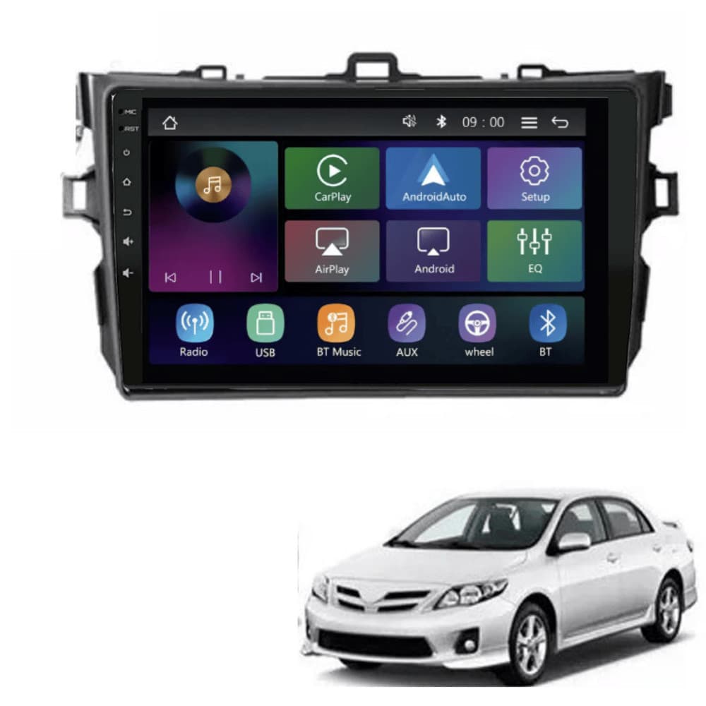 Central Multimídia MP5 Corolla 2008/2014 Tela 9" Polegadas Carplay e Android Auto Sem Fio - RS-9200BR Pro Line