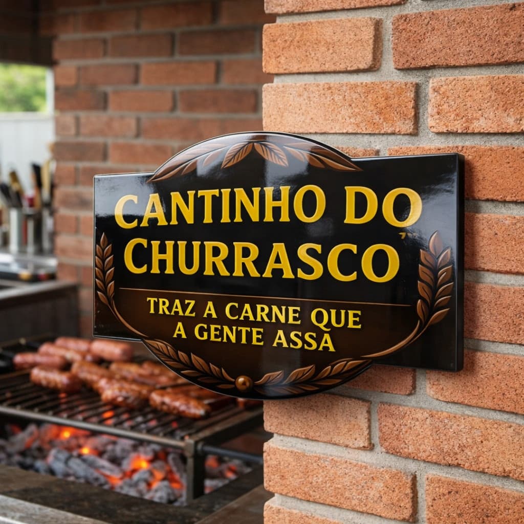 Placa Decorativa Cantinho do Churrasco MDF  Placa MDF Área Gourmet Decoração Churrasqueira e Cozinha