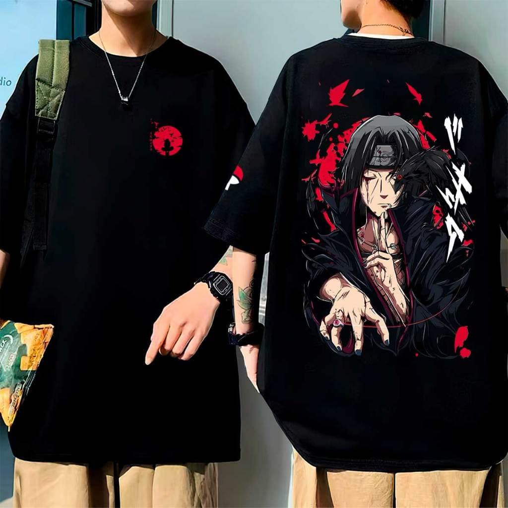 [Camiseta de algodão puro de alta qualidade] Camiseta larga Camisa com estampa de Naruto 100% algodão
