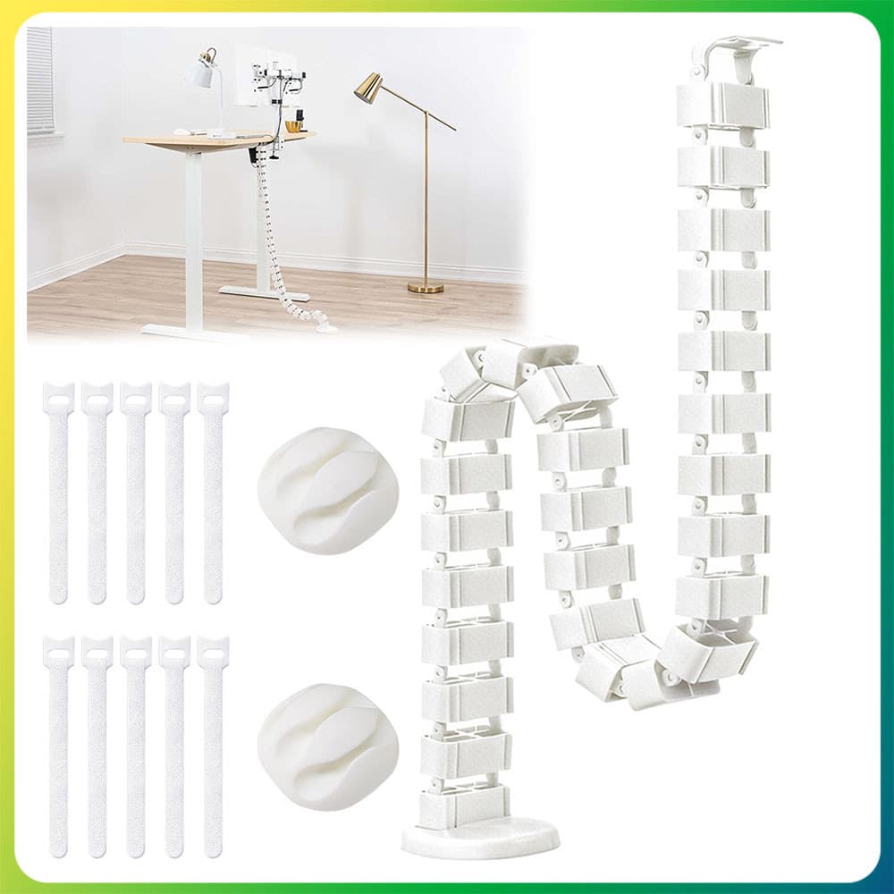 Branco Organizador de cabos bandeja ajustável para cabos organizador oculto para cabos com tiras para cabos