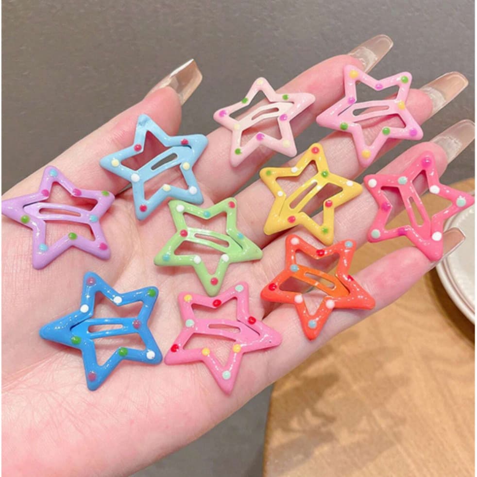 10/20/30/40 Grampos De Cabelo Estrela Coloridos Com Bolinhas | Novo Lançamento De Moda Aniversário Casamento Jovens Clip