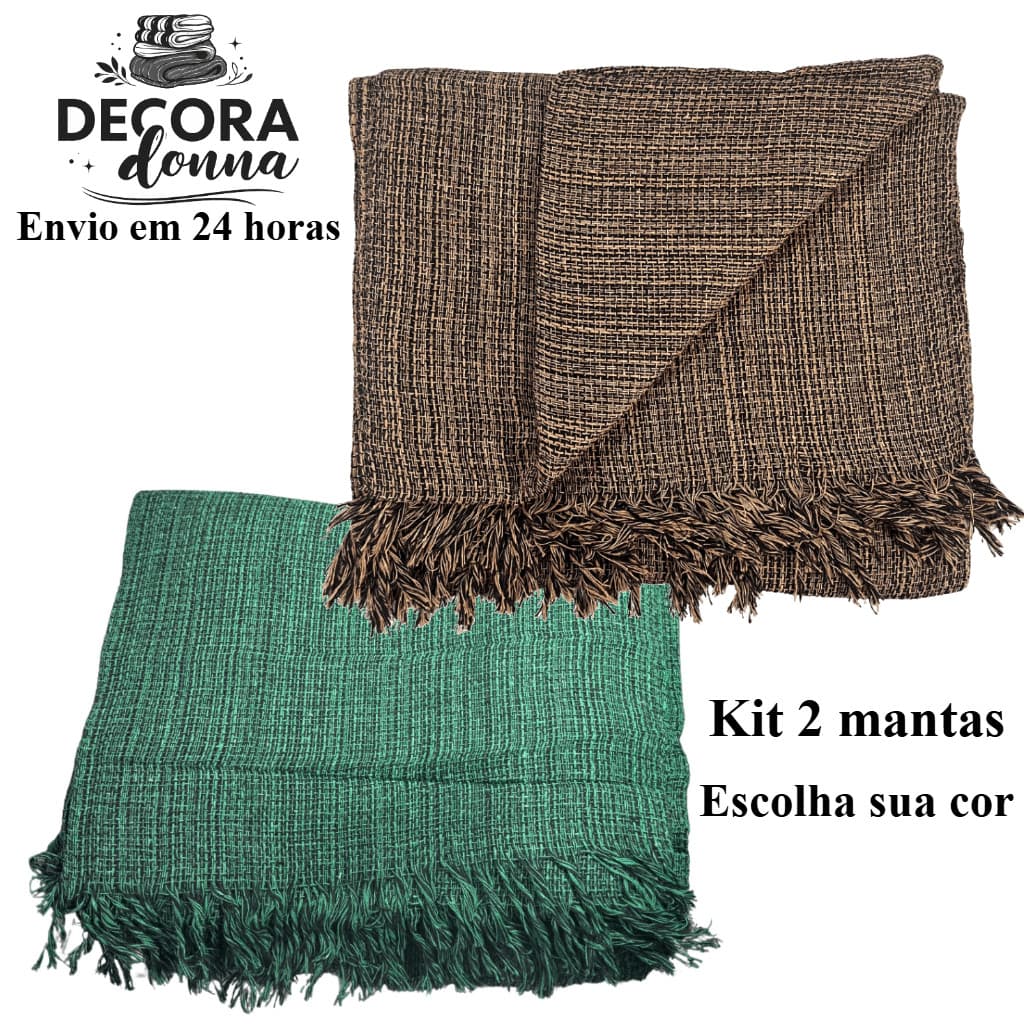 KIT 2 Mantas Sofá Cama Capa Protetora 2.10 x 1.20   Algodão Decorativa Moderna