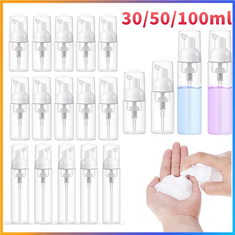 30/50/100ml bomba de espuma transparente garrafa limpador dispensador de sabão garrafa de espuma 5/10 peças