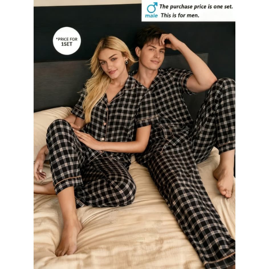 Casal estilo Cardigan masculino calças de manga curta pijamas conjunto primavera outono solto Loungewear conjunto de dua