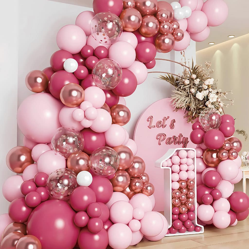 Violeta Kit 145peças Balões 5" 10" 18"Rosa bebê e magenta Balão Para Festas e Aniversários M145-ROSA