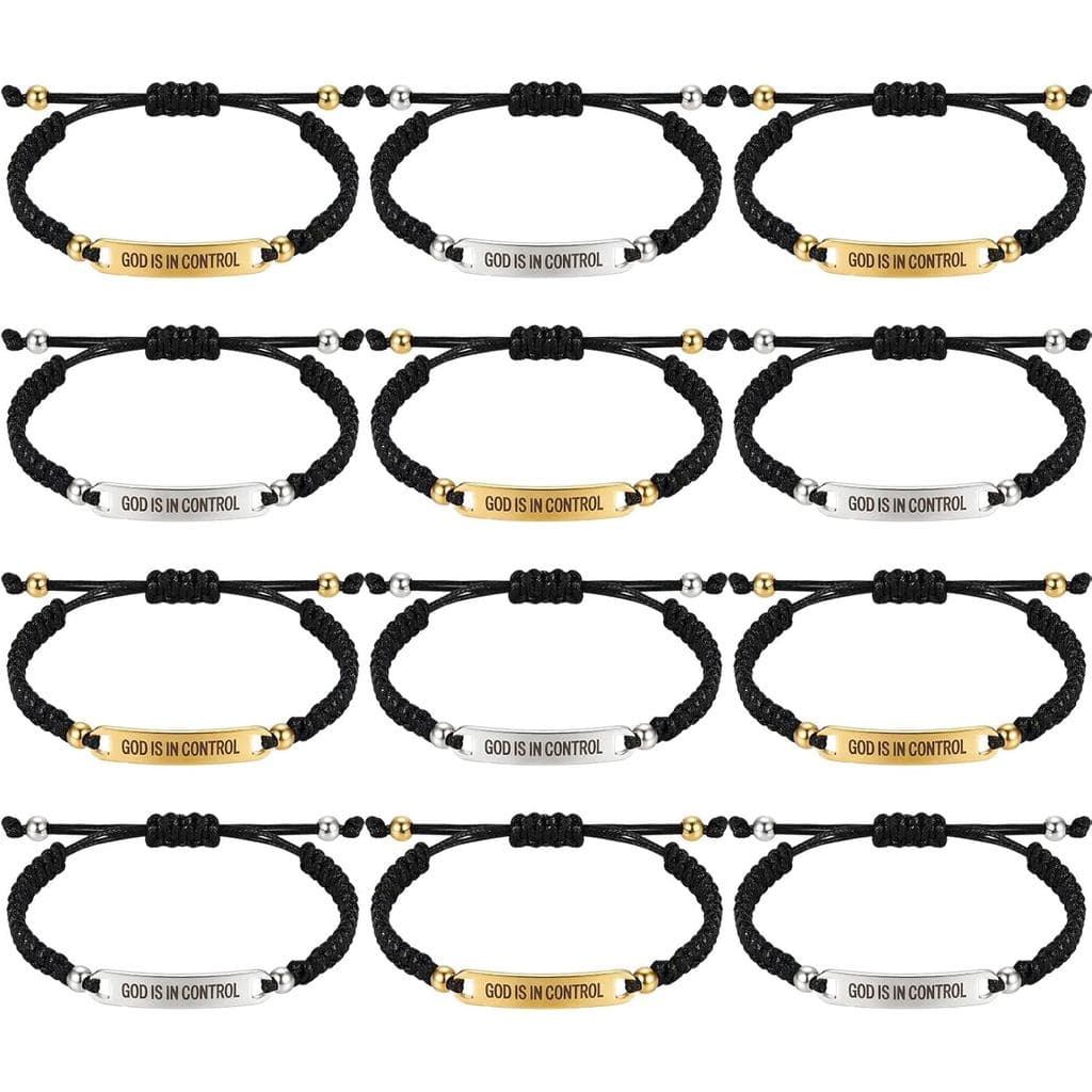 Pulseiras Inspiradoras Jerify 'Deus Está no Controle' em Aço Inoxidável Ajustável, Presentes de Aniversário para Homens