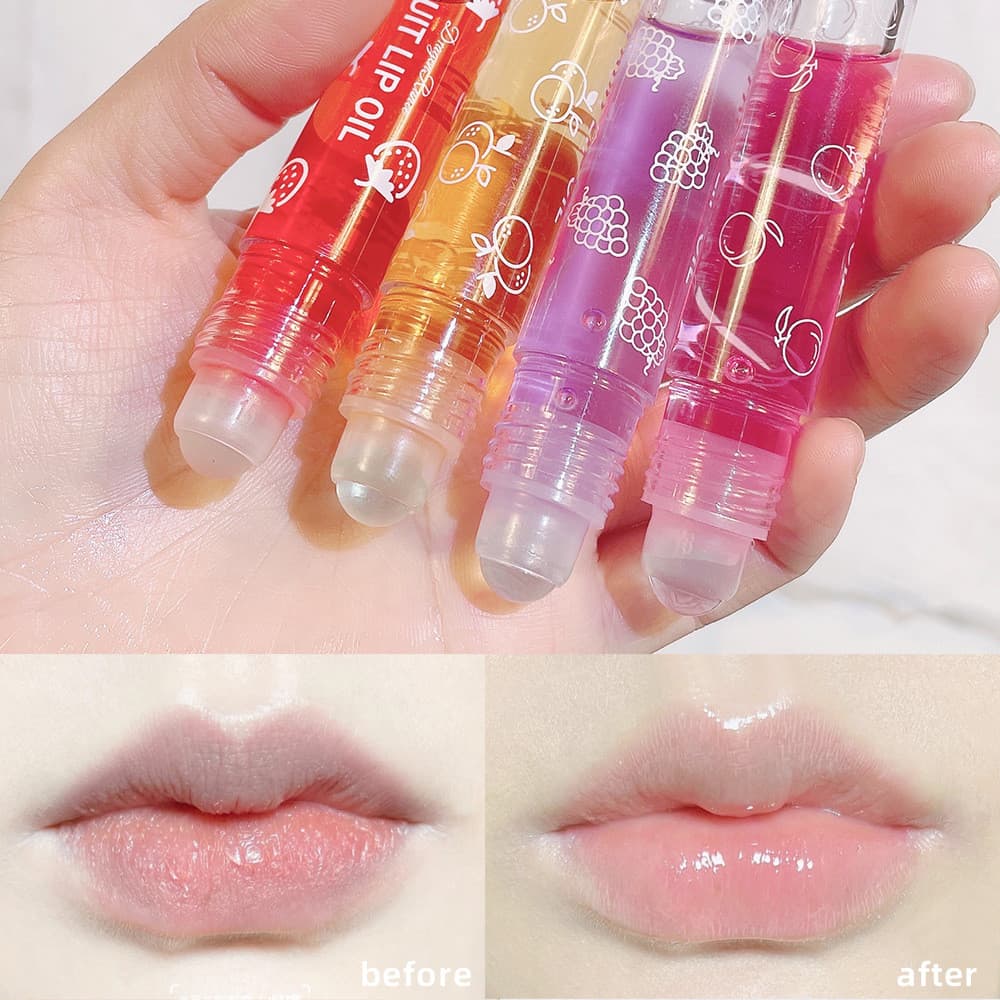 Roll-on óleo labial hidratante batom líquido hidratante roll-on boca óleo incolor transparente fruta abacate óleo labial