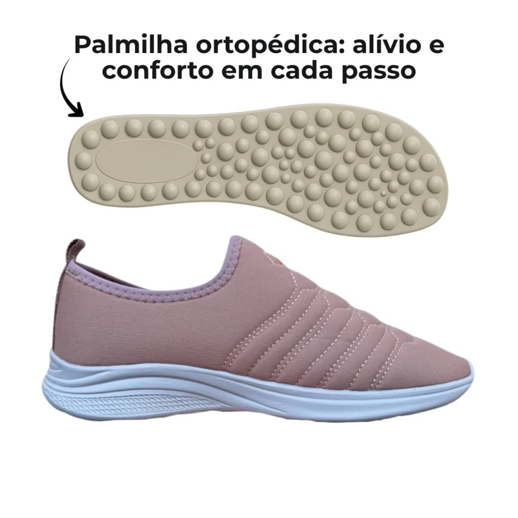 Tênis Leve Ortopédico com Palmilha Massageadora Reduz Dor no Calcanhar