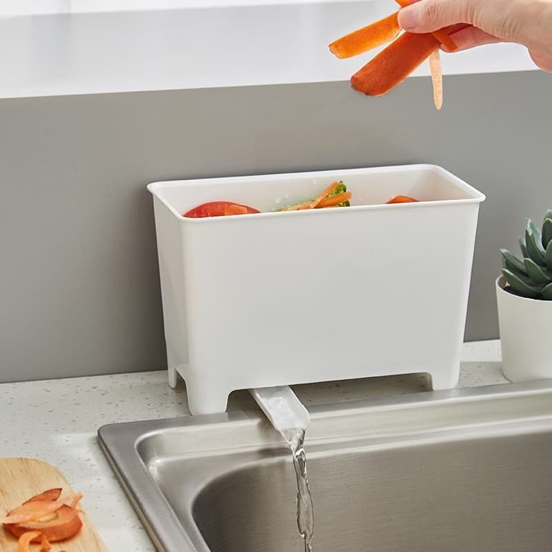 Lixeira de bancada Mini caixa de armazenamento de resíduos de cozinha doméstica pode ser fixado na parede filtro de sepa