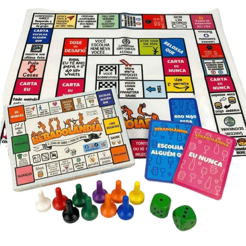 Jogo de Tabuleiro Bebadolândia Diversão Doses Bebidas Verdade e Desafio - Para Amigos Casais Festa Diversão Esquenta