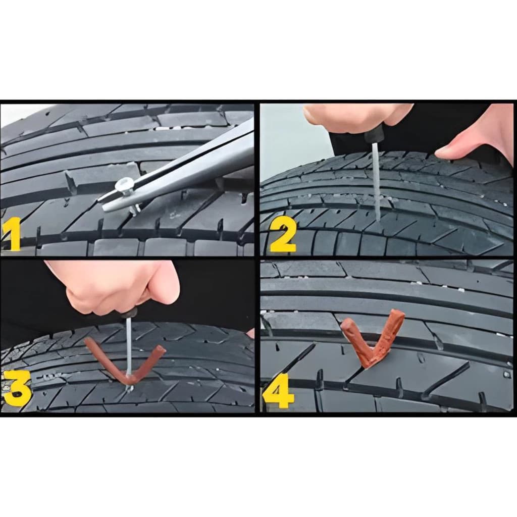 Kit Reparo Pneu Sem Câmara Completo Carro Moto com Cola e Macarrão Completo Conserto Imediato