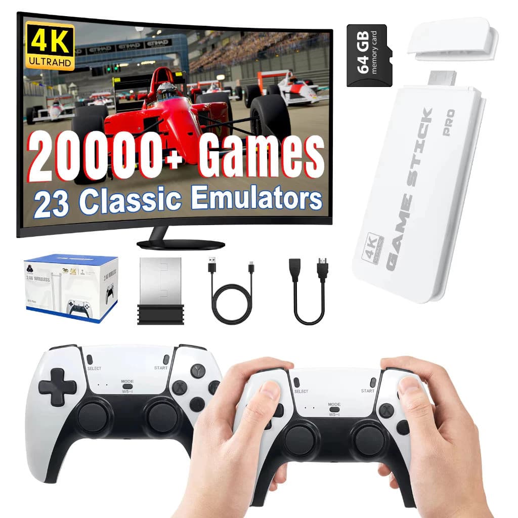 2025 NOVO Vídeo Game Stick M15 Pro 4k 64gb Hdmi Com 2 Controles Se Fio +20mil Jogos SWIFT TECH