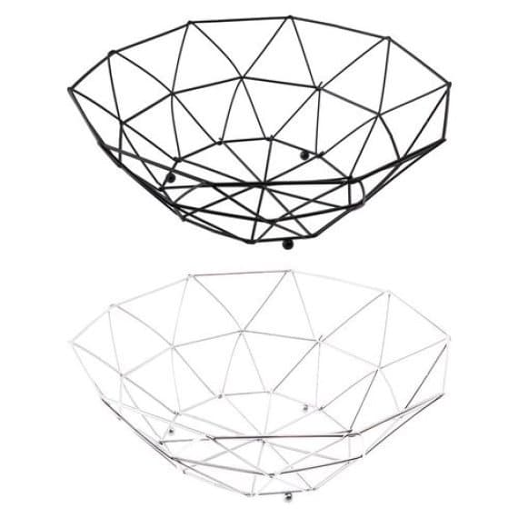 Fruteira de Ferro Aramada 26,5cm Porta Frutas Cozinha Moderna Preta ou Branca