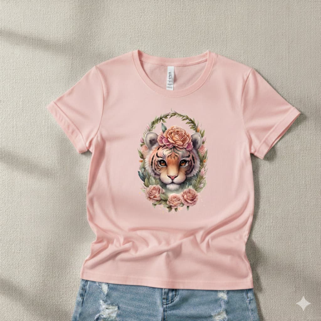 Camiseta Feminina Tigre Fofo Blusa 100% Algodão Estilosa Confortável Moda Envio Rápido