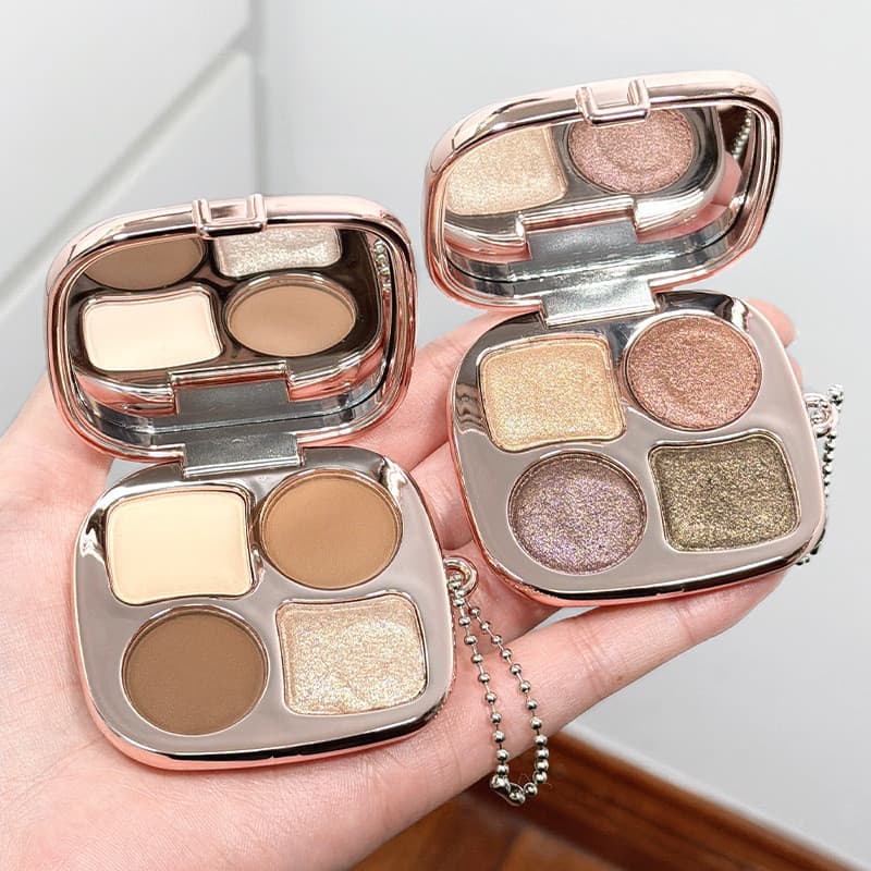 Paleta de sombras de quatro cores POTO transparente fosco fino piscando sombra Natural cor terra não é fácil de voar em