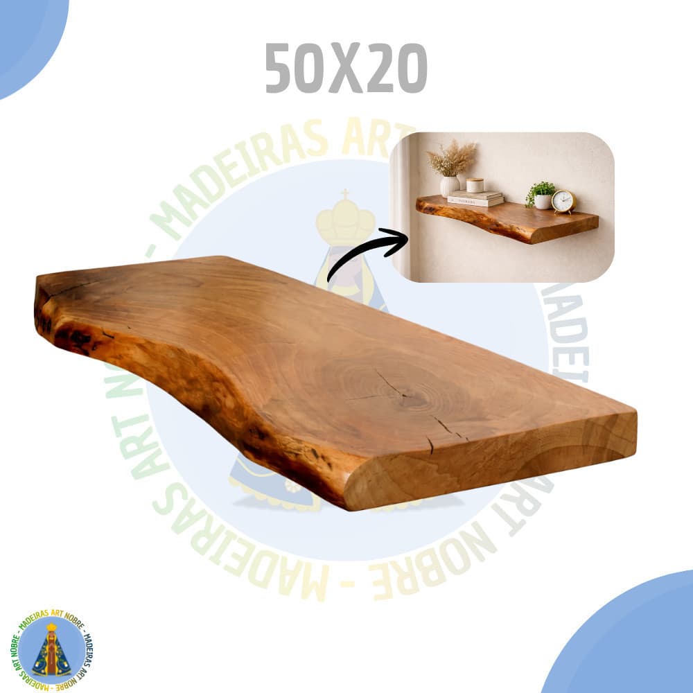 Prateleira de madeira 50x20 - Prancha Rústica de madeira maciça
