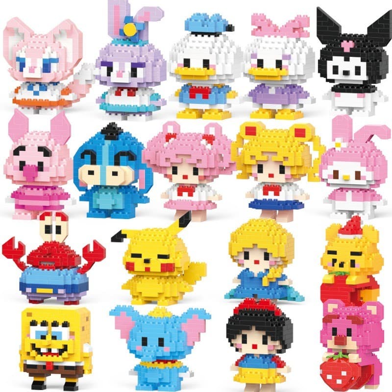 Disney Stitch Blocos De Construção Anime Kawaii Dos Desenhos Animados Mini Ação Figuras Das Crianças Tijolos Montar Brin