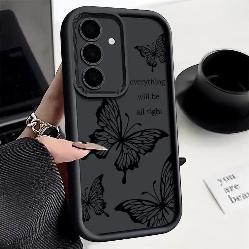 Capa anti-impacto moderna com design de borboleta para iPhone 11/12/13/14/15/16/17 Pro Max，Samsung Galaxy S26/S25/S24