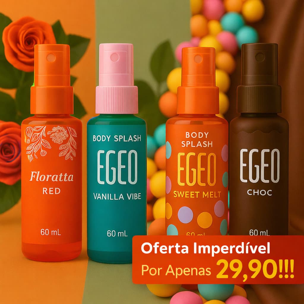 Kit 4 Body Splash Fragancias refrescantes Vanilla, Melancia + Flora + Chocolate (60 ml)