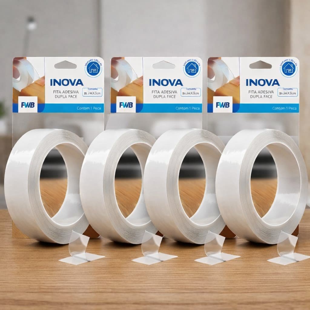 kit Fita dupla face de alta qualidade 2m x 3cm - Resistente e prática para organizar