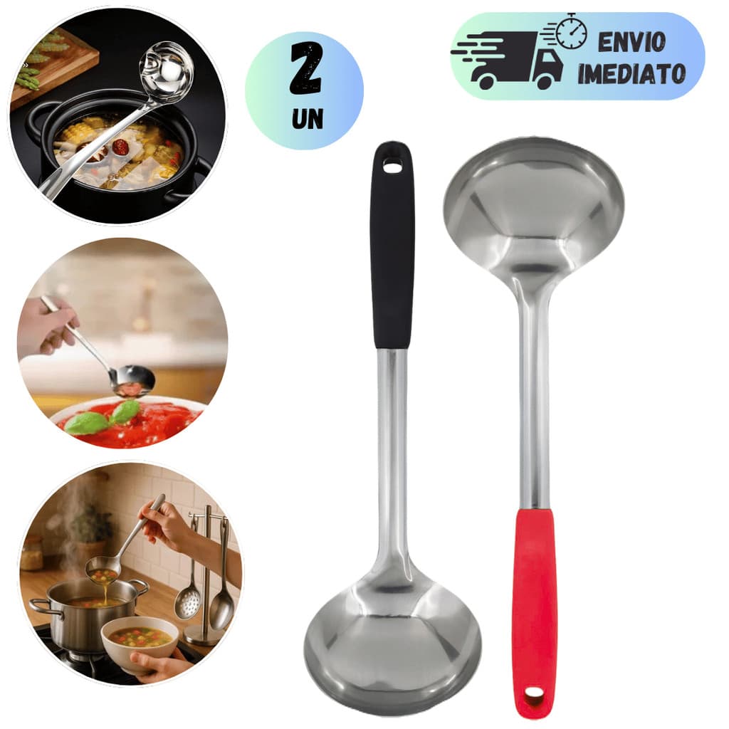 KIT CONCHA DE FEIJÃO SOPA AÇO INOX 30CM PROFISSIONAL PARA RESTAURANTE BUFFET COZINHA