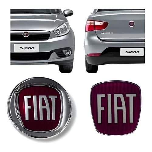 2 Emblema Grade Dianteira Porta Mala Grand Siena 2011 A 2013 Vermelho