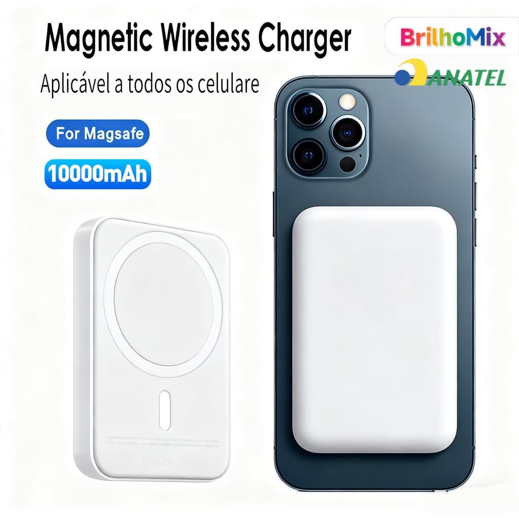 Carregador de indução portátil IPhoneMagsafApple Bateria sem fio que carrega 3.000mah/5000mah/1.000mah