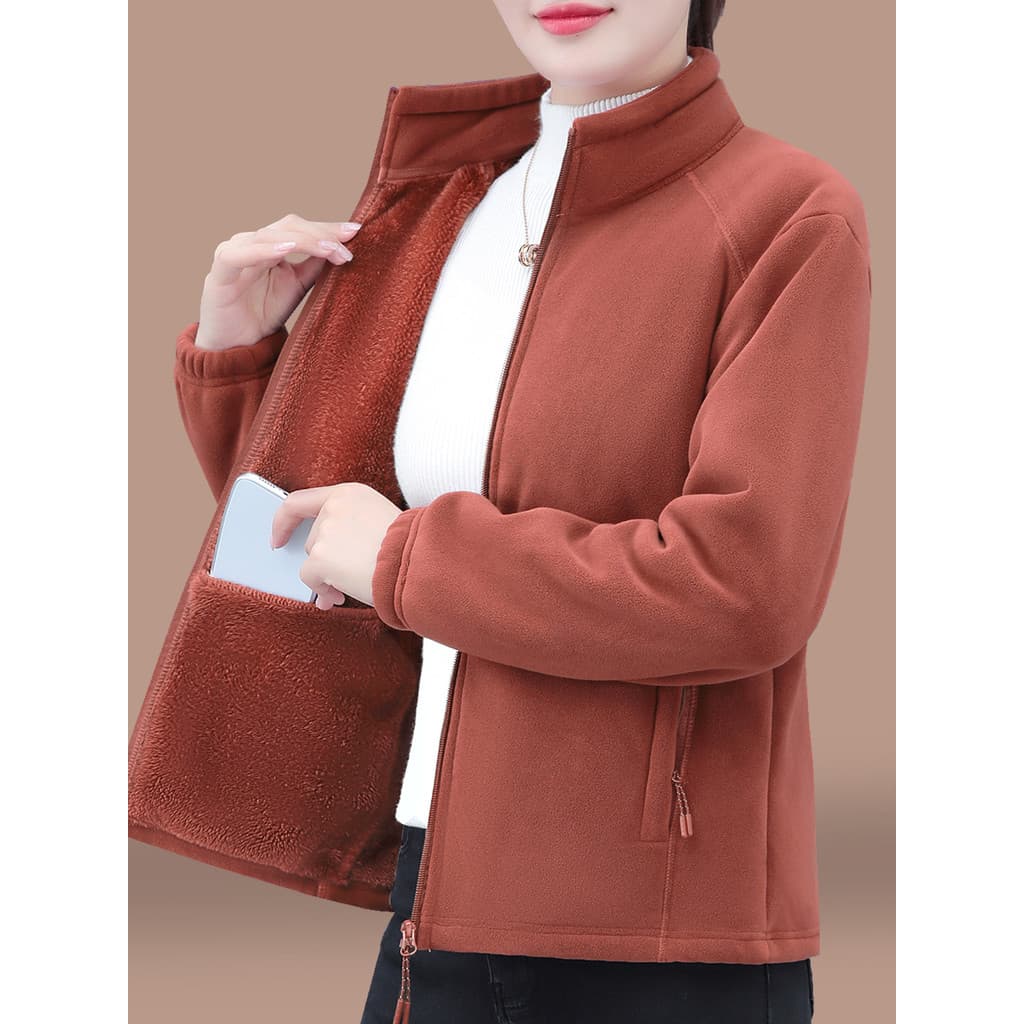 Jaqueta de lã feminina 2025 novo estilo outono inverno meia-idade mãe idosa moda jaqueta de lã moletom feminino Cardigan