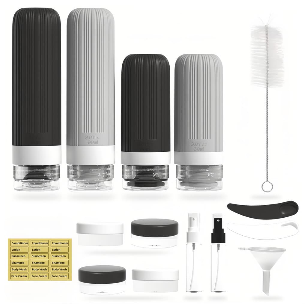 Kit Viagem Frasco Pote Silicone Shampoo 16 Peças 90ml 60ml