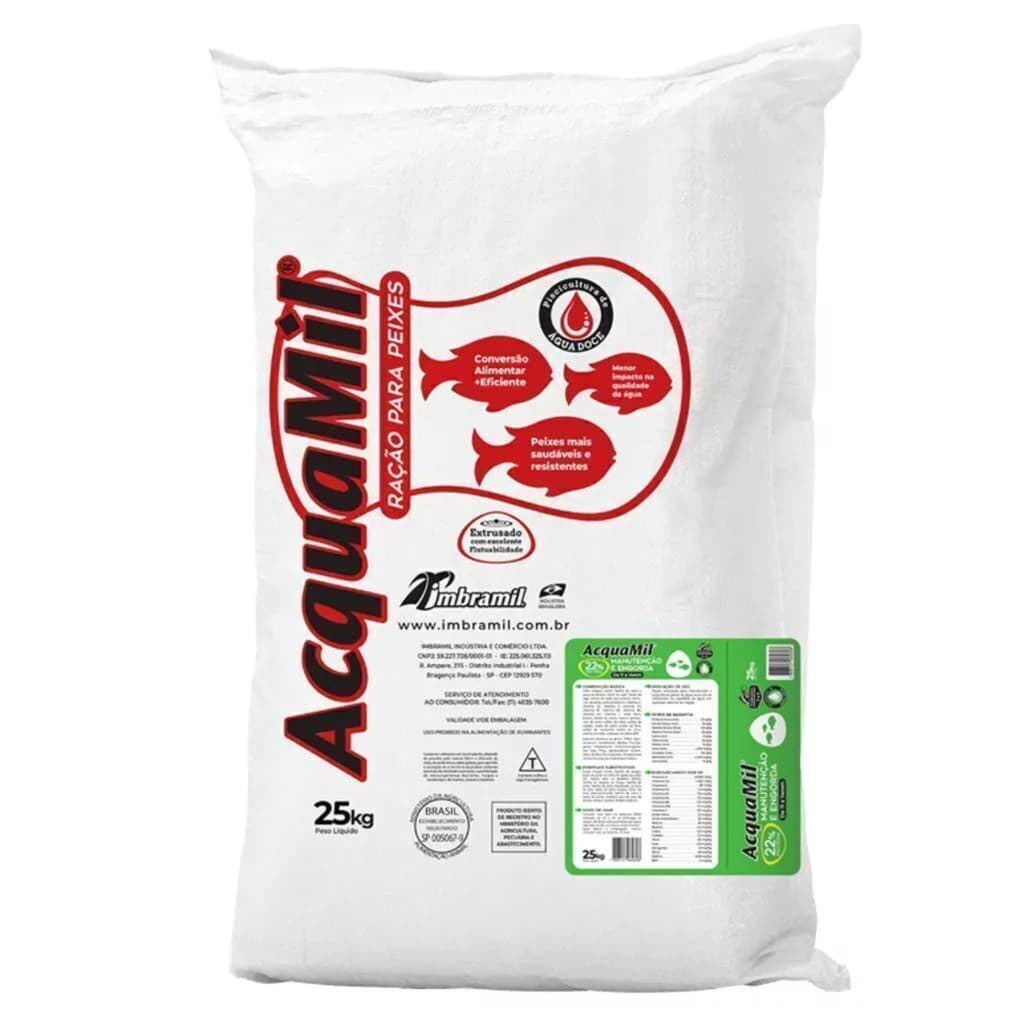 RAÇÃO FURADINHA ACQUAMIL STANDER 22% 25KG  (APENAS 1UN POR PEDIDO)