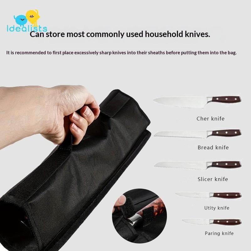 Idealistas Preto Chef Faca Rolo Saco 5 Bolsos Carry Case Portátil Oxford Cozinha Facas Sacos De Armazenamento Transporte
