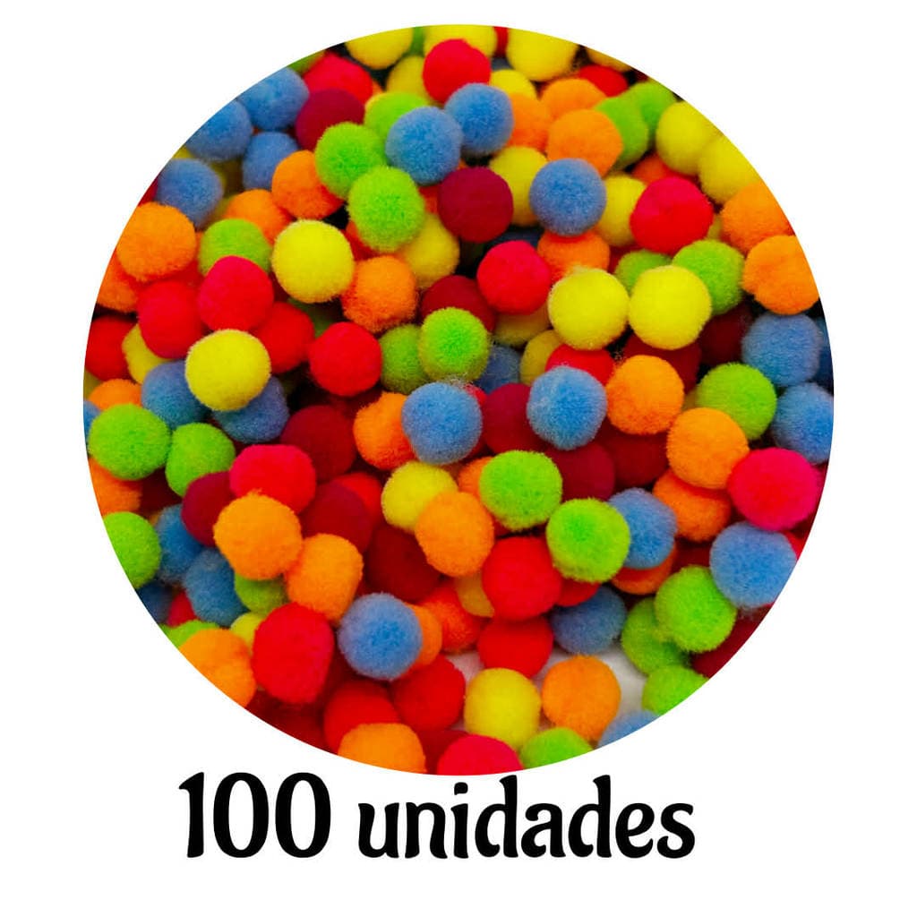 Pompom Mini com 10 mm Colorido Vibrante - 100 Unidades  Aplicação Artesanato Circo Festa Junina