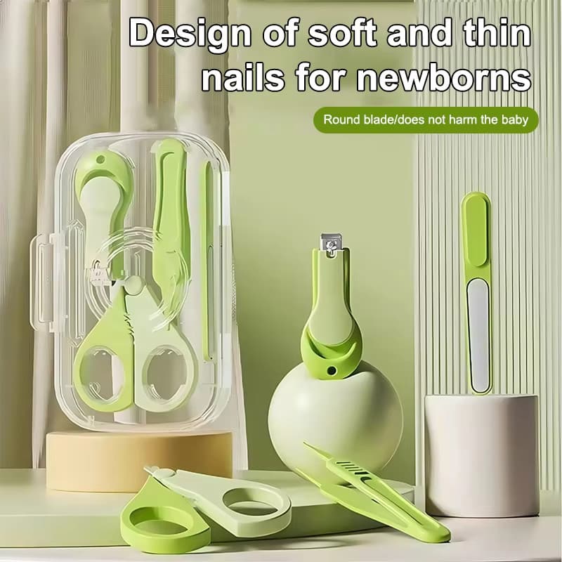 Kit de Cuidados com Unhas do Bebê 4 em 1 Seguro e Prático Aparador de Unhas