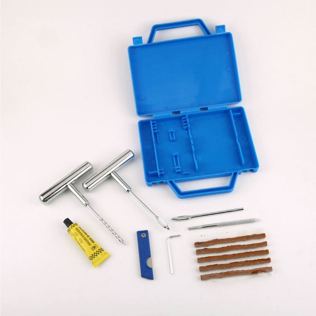 Kit Remendo Malete de Ferro Reparo Macarrão Pneu Carro Moto S/ Câmara metal + maletas