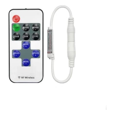 Mini Controlador para Fita LED com Controle Remoto RF Dimmer Sem Fio