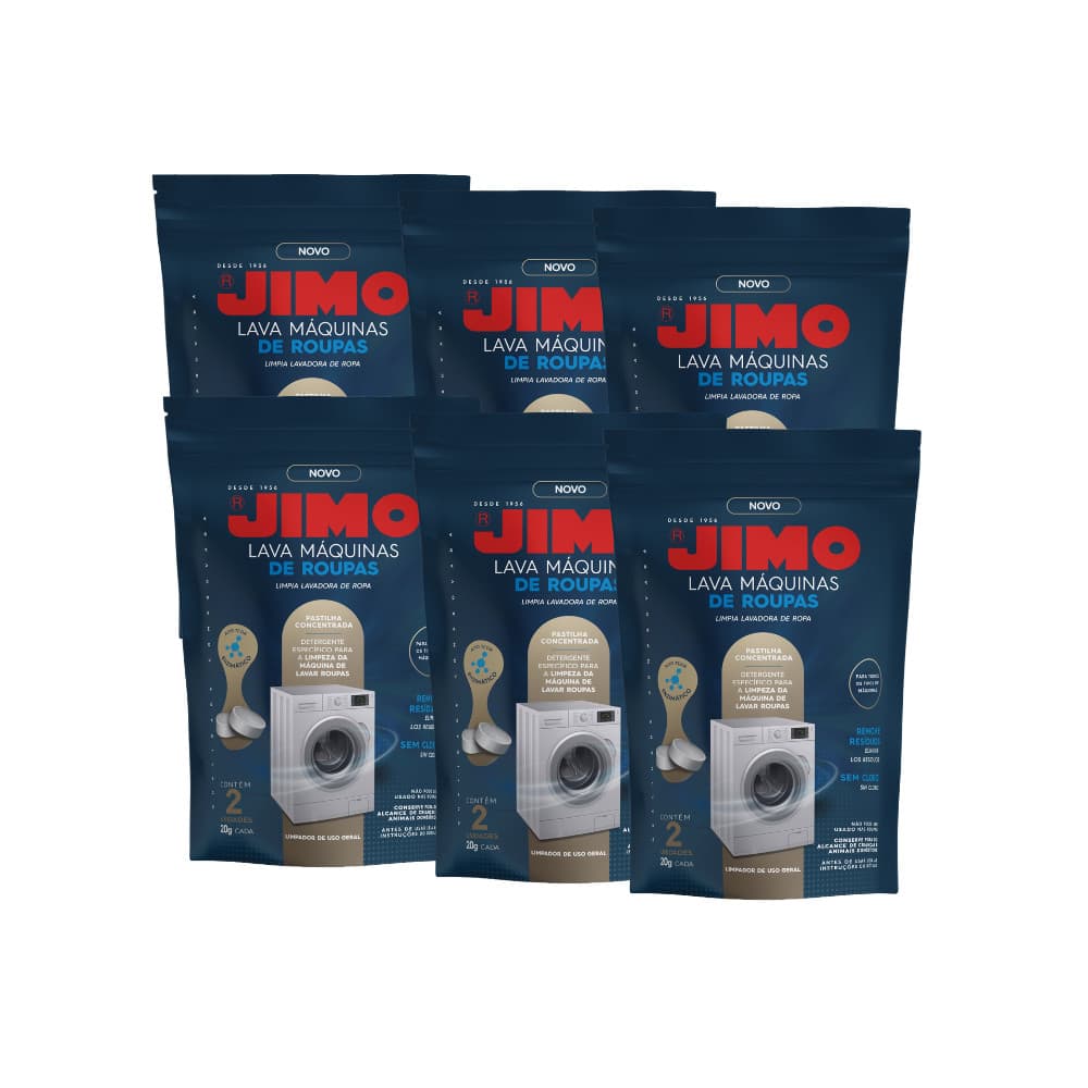Kit 6 Jimo Lava Máquinas de Roupas Limpeza Interna Elimina Resíduos e Odores