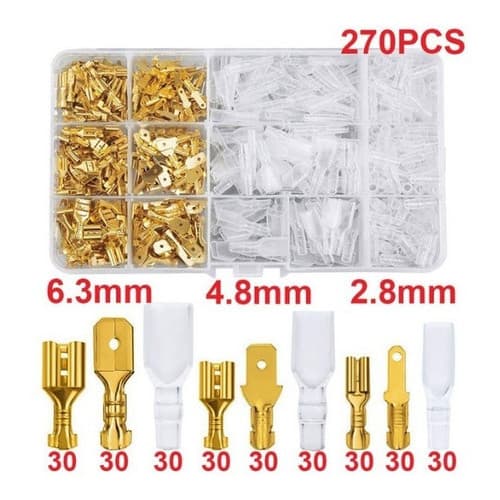 Kit 270 Conector Terminal Emenda Fio Automotivo Tipo Faston
