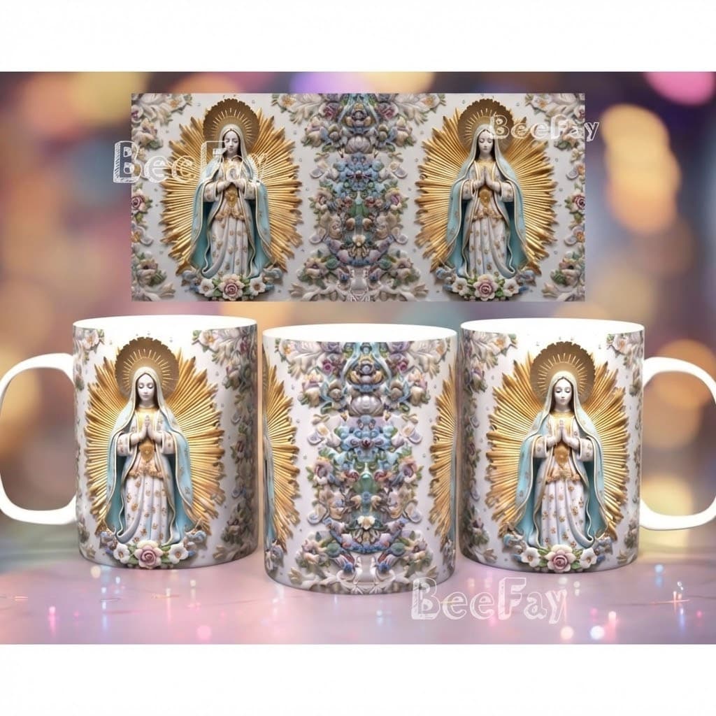 Caneca personalizada com arte 3D realista nossa senhora de Guadalupe caneca de porcelana 325 ml