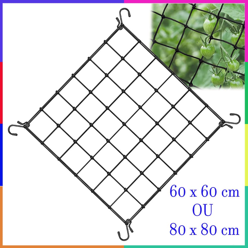 60 x 60cm OU 80 x 80cm, Rede de treliça para barraca de cultivo, rede elástica resistente com ganchos, para jardinagem