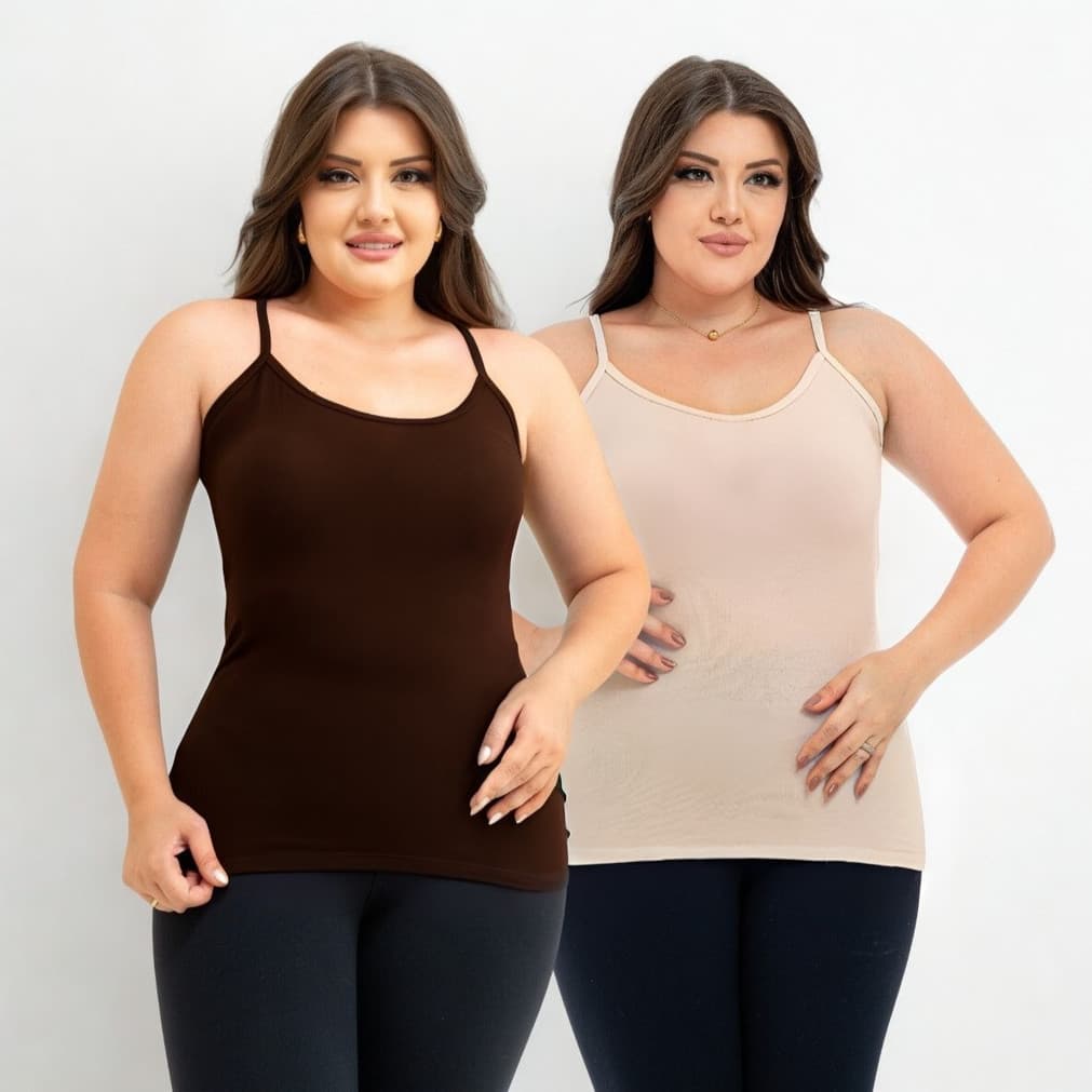 Kit 2 ou 1 Regatas Alça Fina Femininas Lisas Viscolycra Confortáveis e Elegantes para Uso Diário