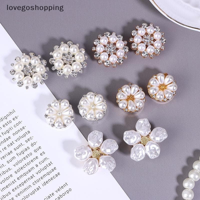 [lovego] 2 Peças Capas De Botões De Pérolas Barrocas Irregulares Strass De Luxo Abotoaduras De Flores Alfinetes De Botão