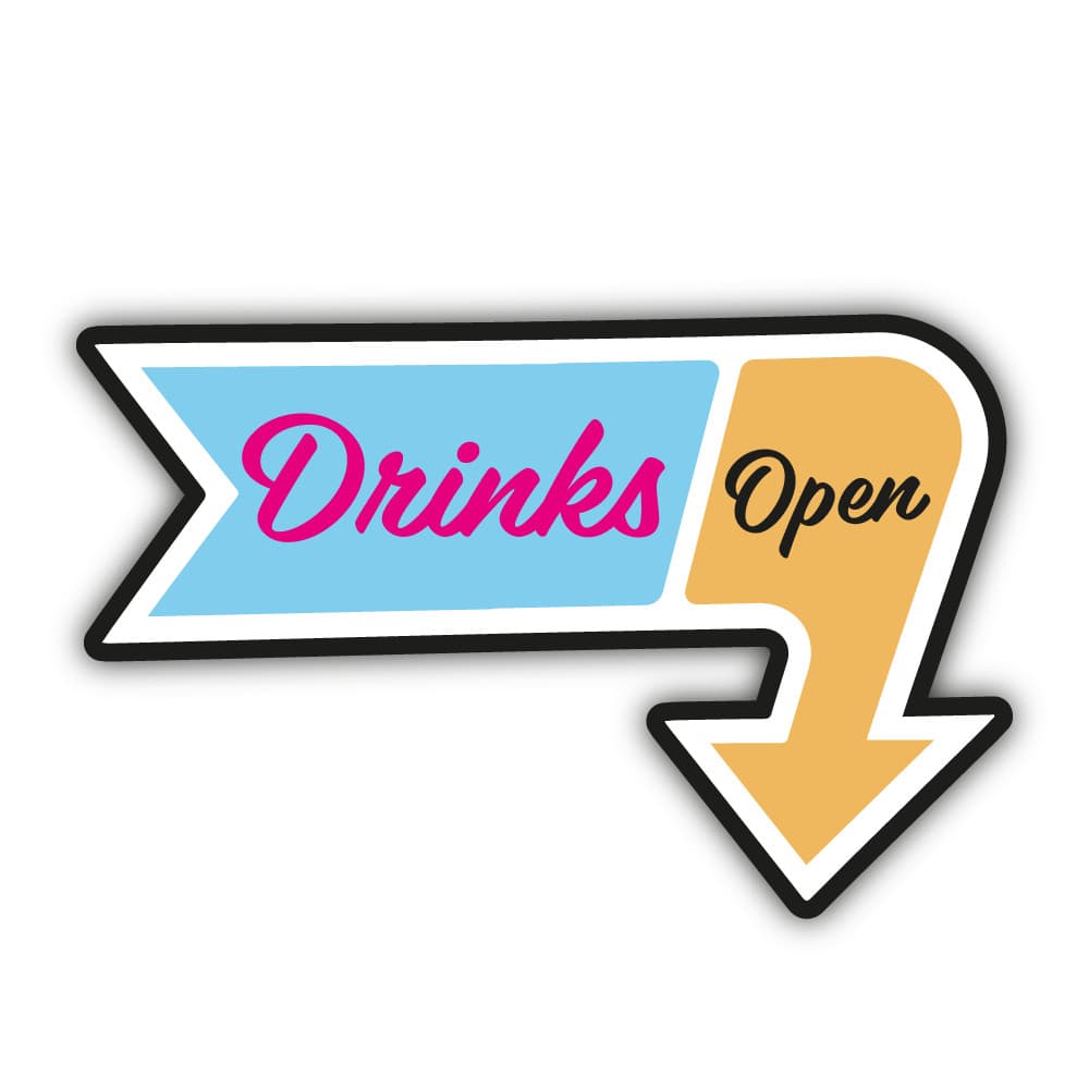 Placa Quadro Flecha Drinks Open - Decoração Bar