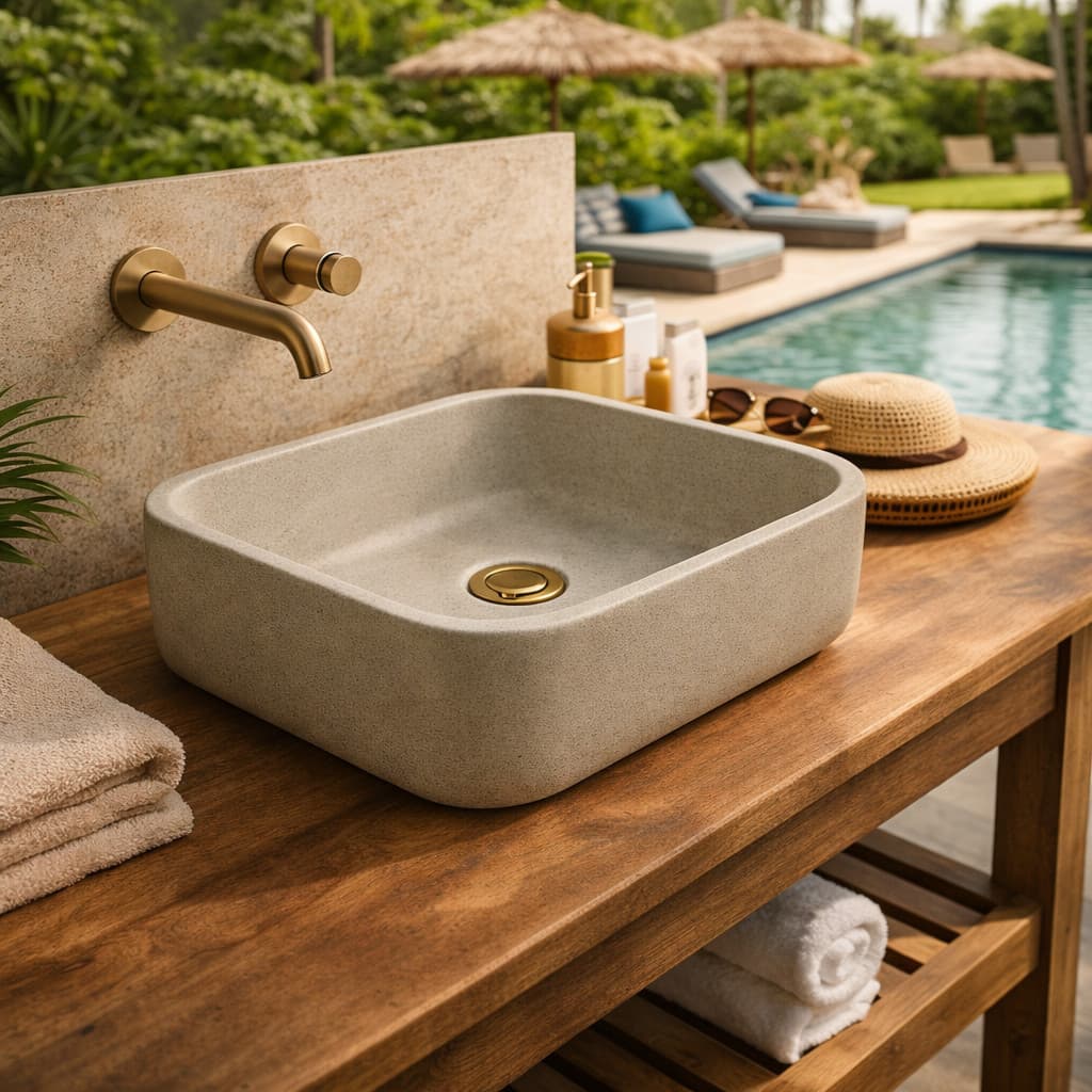 Cuba de Apoio Retangular em Concreto Design Moderno