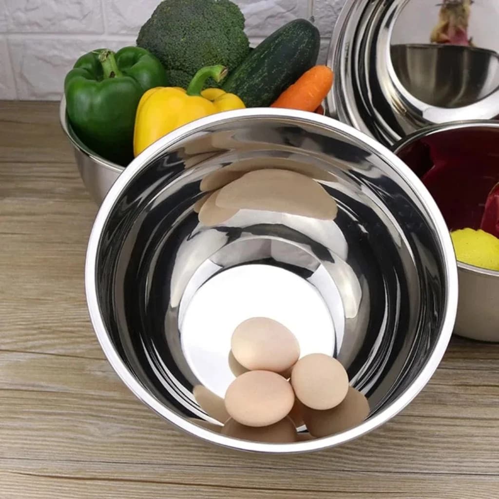 Tigela Inox 22cm Bowl Grande Confeitaria Massa Bolo Salada Bacia Cozinha Profissional