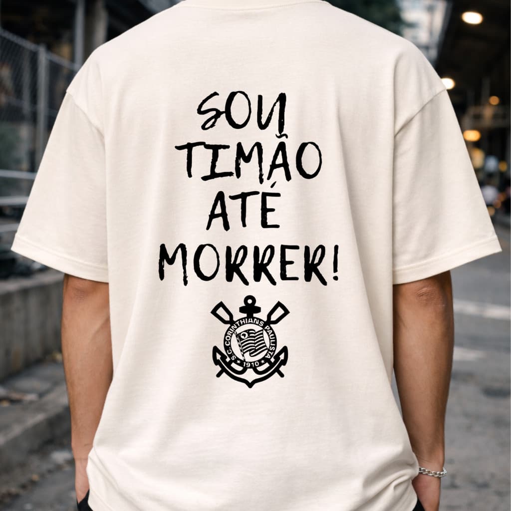 Camisa Camiseta oversized masculina timão corinthians futebol 100% algodão premium