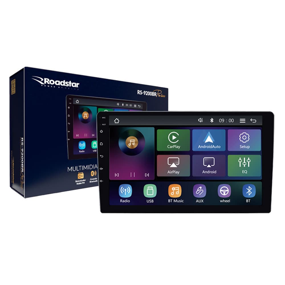 Central Multimídia MP5 Tela de 9" Polegadas Carplay e Android Auto Sem Fio - RS-9200BR Pro Line