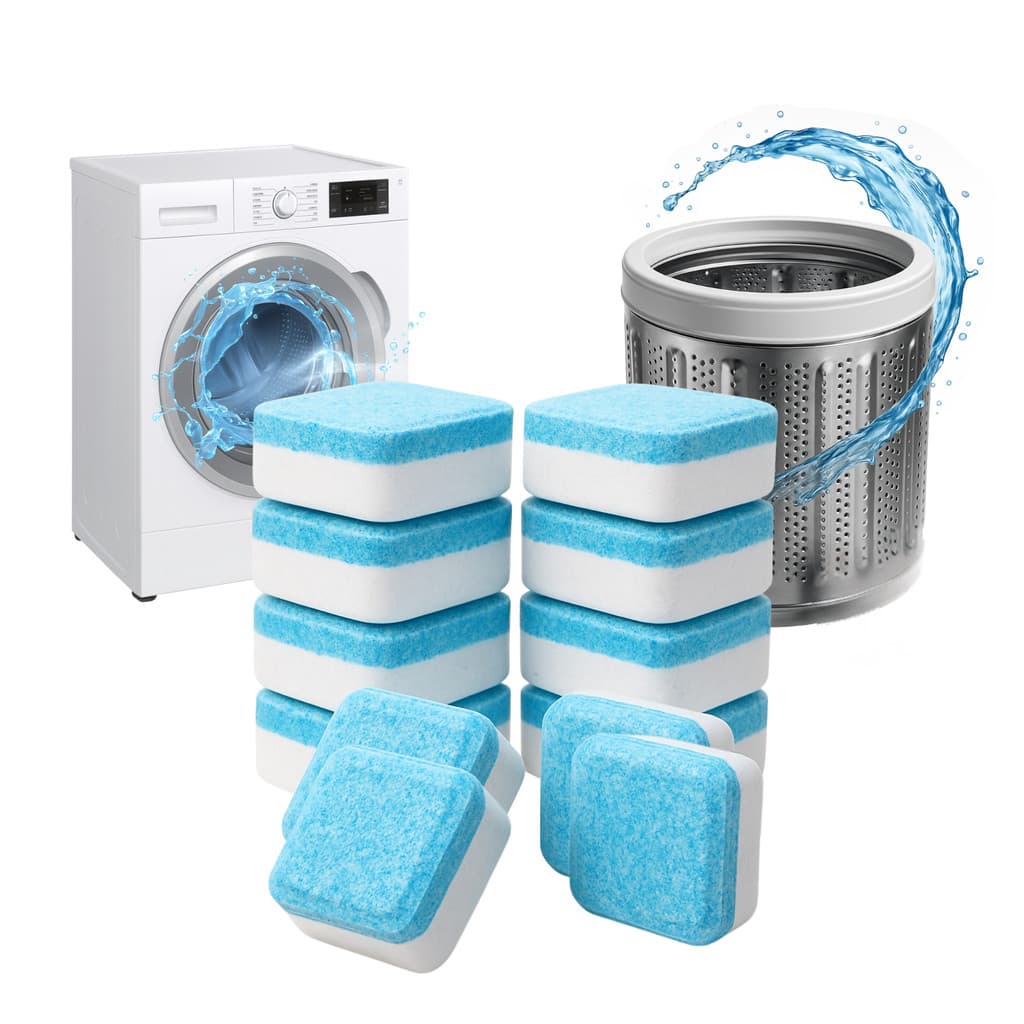 Kit Pastilha Limpeza De Máquina De Lavar Roupa Tablete Sabão Efervescente 12 Meses Retira Manchas