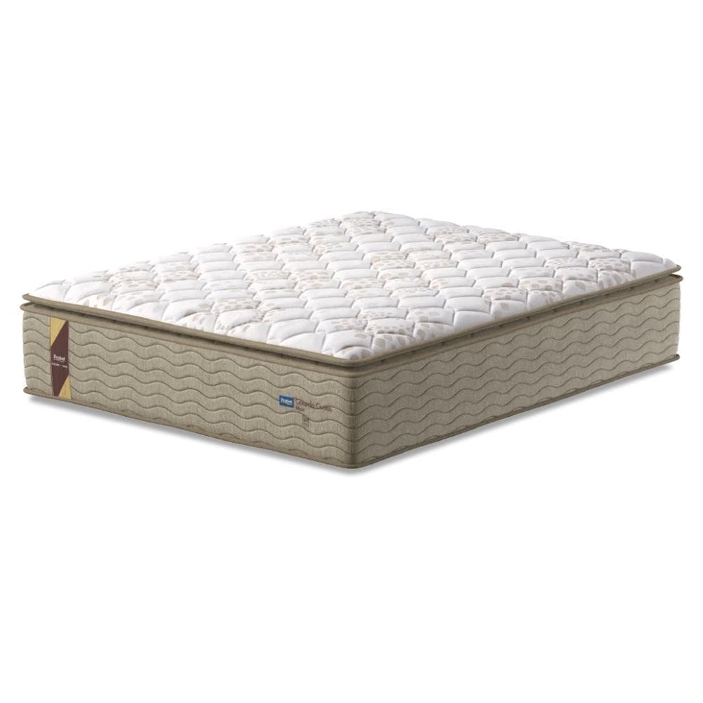 Colchão Casal Molas Guarda Costas Max Pillow Top 138x188x40cm Bege / Branco Probel - Suporta até 180kg por Pessoa