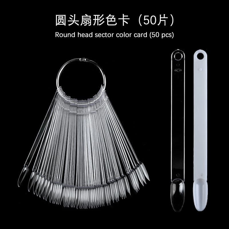 Cartão colorido em forma de leque para Manicure, 50 cores, 50 peças, cartão colorido em forma de leque, estilo japonês,